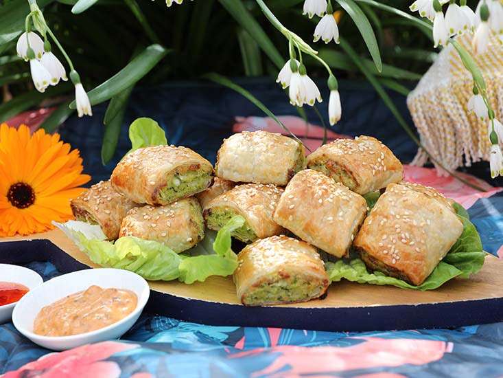 cheesy trout sausage rolls picnic