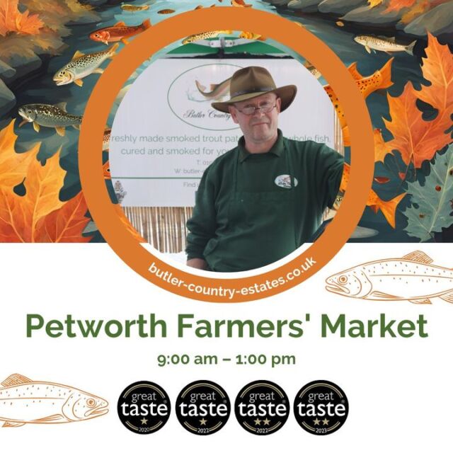 We’re at Petworth Farmers' Market today from 9am to 1pm with our fang-tastically delicious trout! 👻 Come by for some boo-tiful treats from us and many other brilliant stallholders. If you can’t make it our products are always available on our website: butler-country-estates.co.uk or you or swing by The Troutet in Winchester every Thursday and Friday from 12-4 pm! 🎣💚⭐️🐟 #butlercountryestates #hampshiretrout #freshtrout #smokedtroutpate #freshsmokedtroutpate #smokedfish #smallbusiness #supportlocal #buylocal #localproduce #foodproducers #farmersmarket #awardwinner #awardwinning #petworth