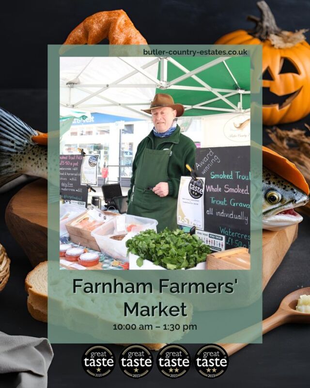 Good morning! We’ll be at the Farnham Farmers' Market today from 09:00 to 13:00! We have lots of smoked trout products waiting for you! Can't make it today? Our products are available for purchase both online and at The Troutlet in Winchester! Visit us every Thursday and Friday from 12-4 pm to get your hands on our wonderful trout products! You can find all the details on our website at butler-country-estates.co.uk 🎣💚⭐️🐟 #freshtrout #smokedtroutpate #smokedfish #supportlocal #buylocal #localproduce #foodproducers #farmersmarket #greattaste #hampshire #hampshirefarmers #hampshirefarmersmarket #weekend #farnham #farnhamfoodie