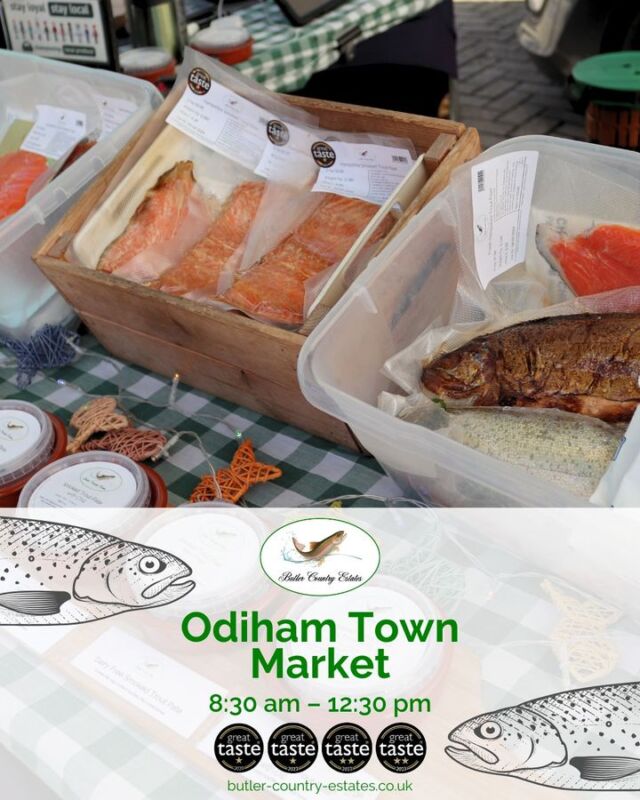 Good morning, come join us at Odiham Market this Friday morning! Treat yourself to delicious smoked trout products for a cosy weekend! Come see us between 08:30AM-12:30PM! Can't make a market this weekend? You can buy our products online! Please visit our shop for more details. butler-country-estates.co.uk 🎣💚⭐️🐟 #hampshiretrout #freshtrout #smokedtroutpate #freshsmokedtroutpate #smokedfish #smallbusiness #supportlocal #buylocal #localproduce #foodproducers #farmersmarket #greattaste #hampshire #hampshirefarmers #hampshirefarmersmarket #odiham #odihampeople