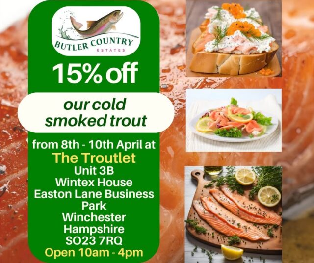 ☀️ Sunshine calls for something delicious! We are celebrating the beautiful weather with 15% OFF our cold smoked trout from 8th–10th April! Delicately smoked, full of flavour, and perfect for everything from light lunches to sharing platters—this is one you don’t want to miss. 📍 The Troutlet, Winchester ⏰ 10am–4pm Pop in, say hello, and treat yourself!