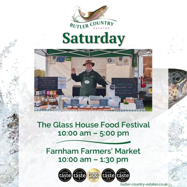 Good morning, catch us at The Glass House Food Festival today from 10am until 5pm - Entry and parking is free! We are also at Farnham today between 10:00am - 1:30pm! You can also buy our products online and at the Troutlet! 📆 Now open Monday to Friday ⏰ 10 AM – 4 PM 🎣💚⭐️🐟 #hampshiretrout #freshtrout #smokedtroutpate #freshsmokedtroutpate #smokedfish #smallbusiness #supportlocal #buylocal #localproduce #foodproducers #farmersmarket #awardwinner #awardwinning #odiham #odihampeople #petworth #petworthuk #farnham #glasshouse #foodfestival #foodfestival2025