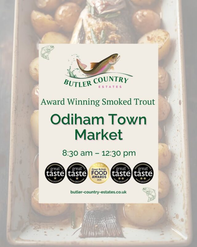 Come find us at Odiham Market this Friday! We've got lots of our delicious trout ready for you ahead of the weekend. We will be here between 08:30 AM and 12:30 PM. You can also buy our products online and at the Troutlet! 📆 Now open Monday to Friday ⏰ 10 AM – 4 PM See you at Odiham! 🎣💚⭐️🐟 #hampshiretrout #freshtrout #smokedtroutpate #freshsmokedtroutpate #smokedfish #smallbusiness #supportlocal #buylocal #localproduce #foodproducers #farmersmarket #greattaste #hampshire #hampshirefarmers #hampshirefarmersmarket #odiham #odihampeople #odihamvillage #odihamhighstreet #producer #producerlife #producerlifestyle