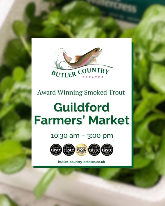 🌤 Good morning, Guildford! We at Guildford Farmers’ Market today 🐟 🕥 10:30 AM – 3:00 PM Come and say hello this Tuesday morning, stock up on our delicious trout goodies, and explore a fantastic selection of local stalls! 🎣💚⭐️ You can also buy our products online and at the Troutlet! 📆 Now open Monday to Friday ⏰ 10 AM – 4 PM 🎣💚⭐️🐟 #hampshiretrout #freshtrout #smokedtroutpate #freshsmokedtroutpate #smokedfish #smallbusiness #supportlocal #buylocal #localproduce #foodproducers #Guildford