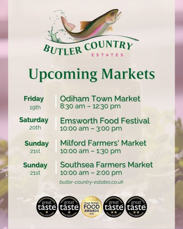 We have been very busy this week in preparation for a full-on week, which is our favourite! You will be able to find us at 4 different markets this upcoming weekend, including a festival! Come down and support lots of amazing small businesses, including our multi award-winning trout products! #hampshiretrout #freshtrout #smokedtroutpate #freshsmokedtroutpate #smokedfish #smallbusiness #supportlocal #buylocal #localproduce #foodproducers #farmersmarket #Odiham #emsworth #foodfestival #milford #southsea