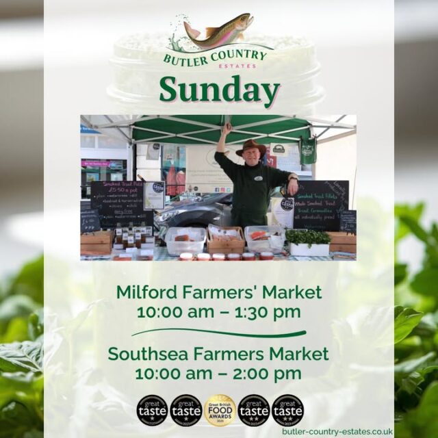 Good morning! Come along and treat yourself to award winning treats this sunny Sunday! Milford Farmers' Market ⏰ 10:00am – 1:30pm - Southsea Farmers' Market ⏰ 10:00am – 2:00pm You can also shop online or visit the Troutlet! 📆 Open Monday to Friday ⏰ 10am – 4pm 💚⭐️🐟🎣 #hampshiretrout #freshtrout #smokedtroutpate #freshsmokedtroutpate #smokedfish #smallbusiness #supportlocal #buylocal #localproduce #foodproducers #farmersmarket #greattaste #hampshire #hampshirefarmers #milford #southsea