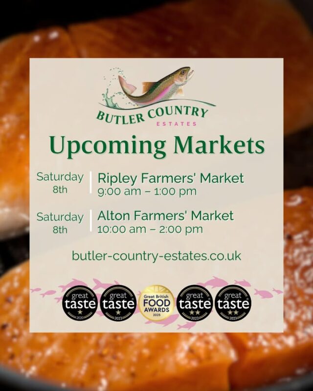 Good morning! Come find us this weekend at 2 lovely markets! Come grab some delicious award winning trout fillets, pate and more! 📍 Saturday 8th August 🌿 Ripley Farmers' Market 🕘 9:00am – 1:00pm - 🌿 Alton Farmers’ Market 🕙 10:00am – 2:00pm You can also buy our products online and at the Troutlet! 📆 Now open Monday to Friday ⏰ 10 AM – 4 PM See you there! 🎣💚⭐️🐟 #hampshiretrout #freshtrout #smokedtroutpate #freshsmokedtroutpate #smokedfish #smallbusiness #supportlocal #buylocal #localproduce #food #instafood #foodie #delicious #foodlover #foodproducers #farmersmarket #awardwinner #awardwinning #Ripley #Alton