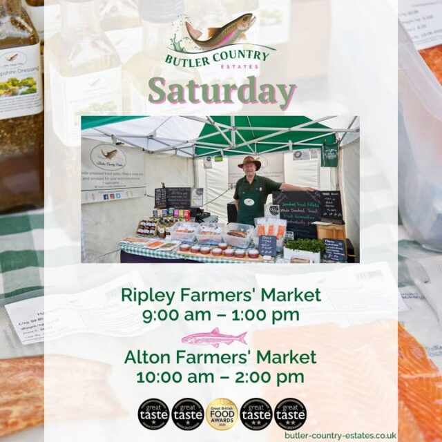 Good morning! Find us at 2 lovely markets this Saturday, we are fully stocked with your favourite treats! 📍 Ripley Farmers' Market – 9:00 – 13:00 📍 Alton Farmers' Market – 10:00–14:00 You can also buy our products online and at the Troutlet! 📆 Now open Monday to Friday ⏰ 10 AM – 4 PM See you there! 🎣💚⭐️🐟 #hampshiretrout #freshtrout #smokedtroutpate #freshsmokedtroutpate #smokedfish #smallbusiness #supportlocal #buylocal #localproduce #food #instafood #foodie #delicious #foodlover #foodproducers #farmersmarket #awardwinner #awardwinning #Ripley #Alton