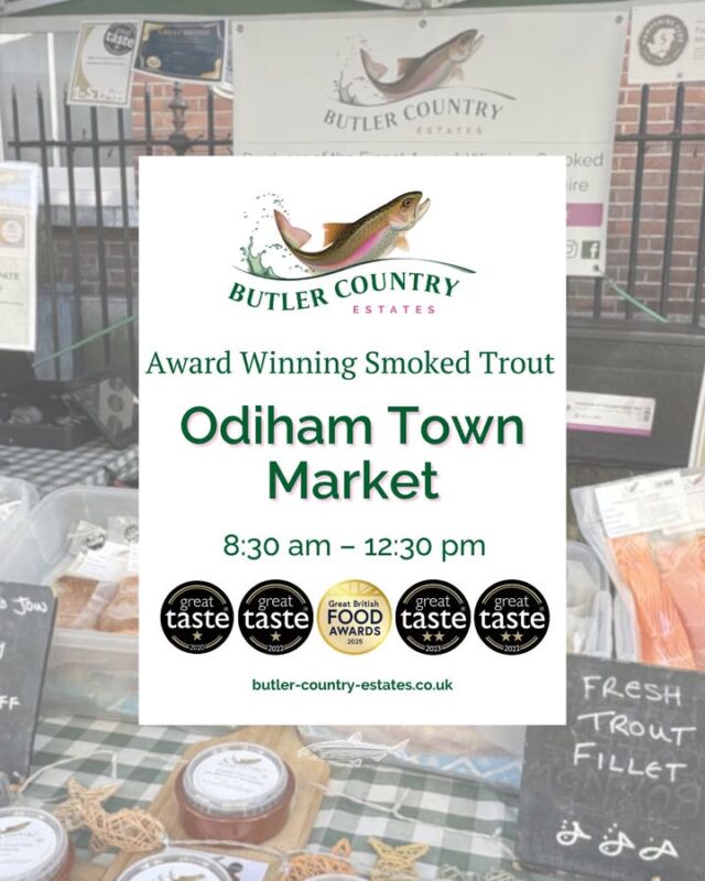 Come find us at Odiham Market today Today is our first out of 4 markets this weekend. We will be here between 08:30 AM and 12:30 PM! You can also buy our products online and at the Troutlet! 📆 Now open Monday to Friday ⏰ 10 AM – 4 PM See you at Odiham! 🎣💚⭐️🐟 #hampshiretrout #freshtrout #smokedtroutpate #freshsmokedtroutpate #smokedfish #smallbusiness #supportlocal #buylocal #localproduce #foodproducers #farmersmarket #greattaste #hampshire #hampshirefarmers #hampshirefarmersmarket #odiham #odihampeople #odihamvillage #odihamhighstreet #producer #producerlife #producerlifestyle